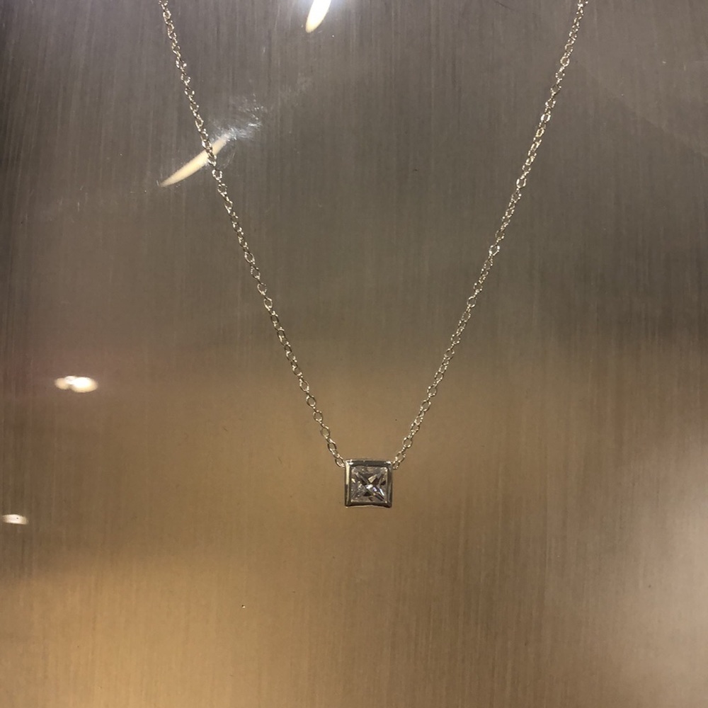 Square Cut Cubic Zirconia Necklace-NWT-Boutique - Picture 8 of 11
